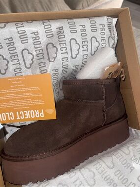 Project Cloud Men's Chocolate Brown Suede Platform Ankle Boot
